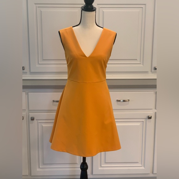 ZARA ~ Fit & Flare Back Bow Cut Out Mini Dress in Orange ~ Size Medium - Picture 7 of 12
